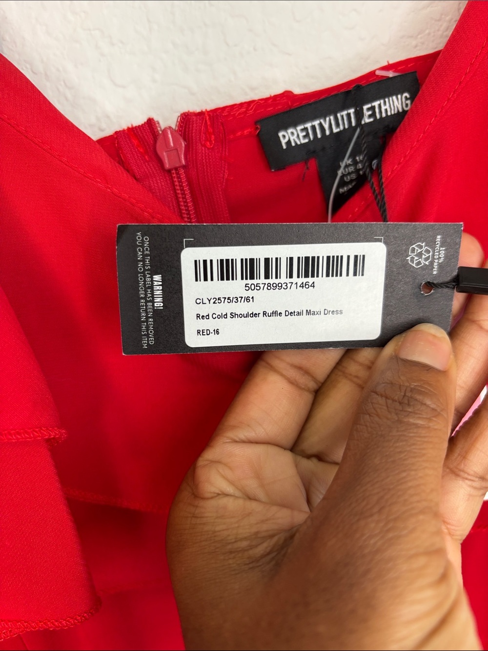 NWT PrettyLittleThing Red Ruffle Dress with Spaghetti Straps Maxi Dress 12 - Picture 6 of 12